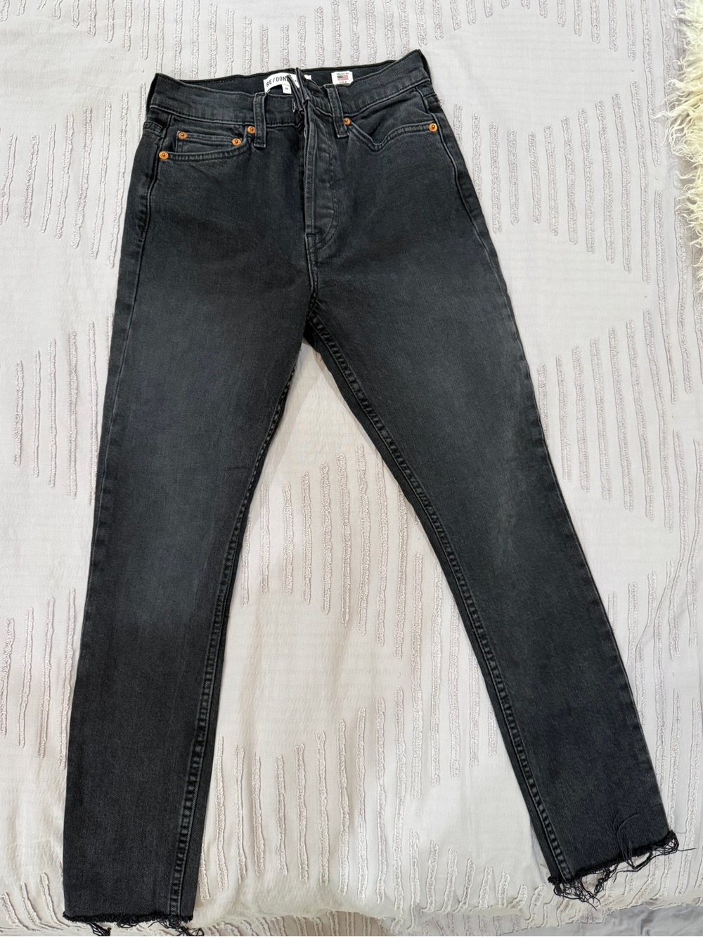 Re/Done Women’s Washed Black Slim Straight Jeans